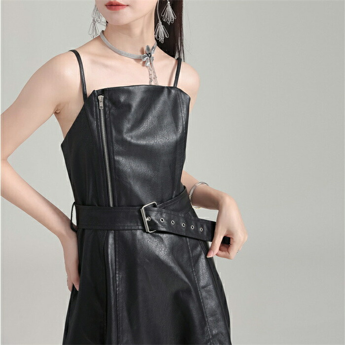 楽天市場】レザーサロペットスカート ワンピース レディース フェイク