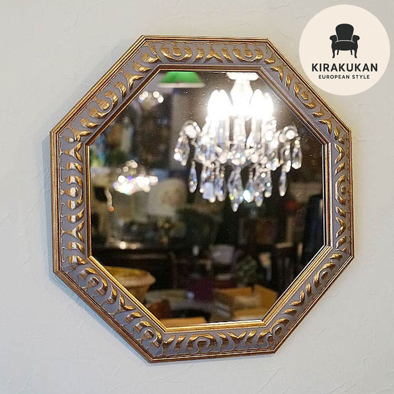 楽天市場】【スーパーセール価格】 鏡 壁掛け アンティーク 八角ミラー