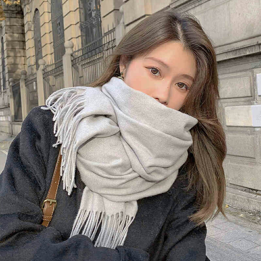 楽天市場】マフラー スカーフ 無地 大判 レディース 厚手 無地 秋冬