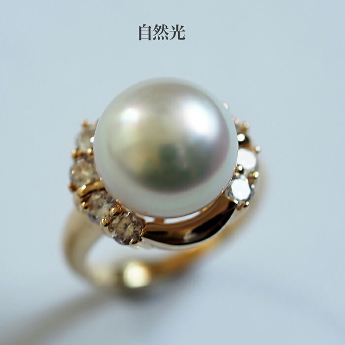 楽天市場】K18 南洋真珠 リング セミバロック12mmup 白蝶パール 18金