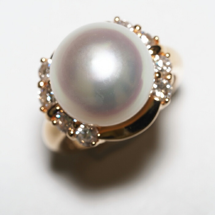 楽天市場】K18 南洋真珠 リング セミバロック12mmup 白蝶パール 18金