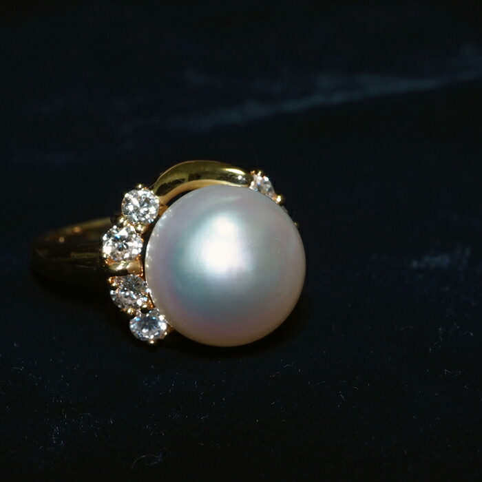 本真珠南洋白蝶真珠ゴールドとホワイト s925ダブルリングY1057 08.jpg