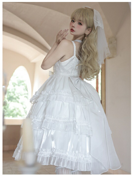 楽天市場】ホワイト ロリータドレス ジャンパースカート リボン 可愛い