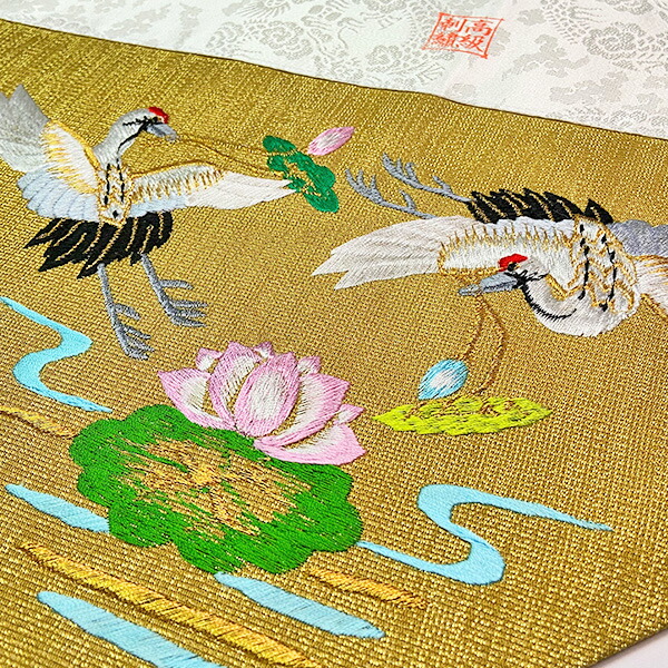 楽天市場】冬用 三角打敷 金綴 高級刺繍[蓮に鶴]【前卓用+上卓用】京寸