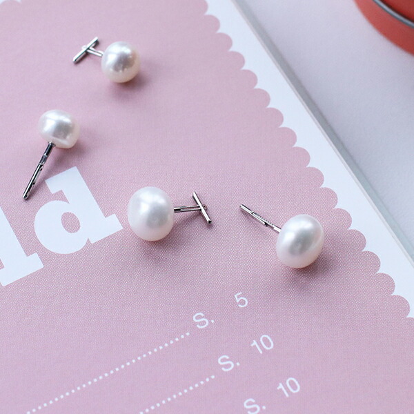 楽天市場】Baqless (バックレス) ピアス カリスマ ボタン 8.5mm パール