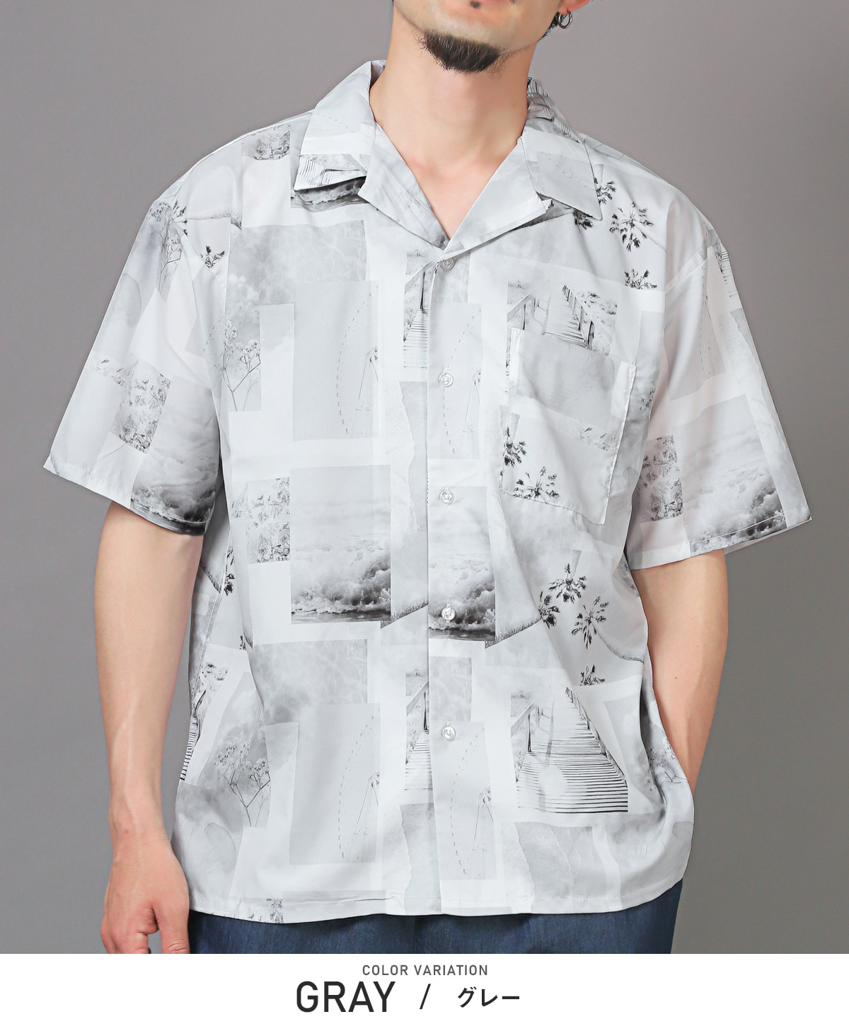 楽天市場】半袖シャツ メンズ レディース オープンカラー 半袖 フォト