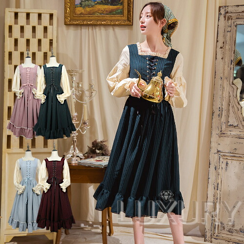 楽天市場】【納期40日】ノースリーブワンピース 3色 ストライプ 通年