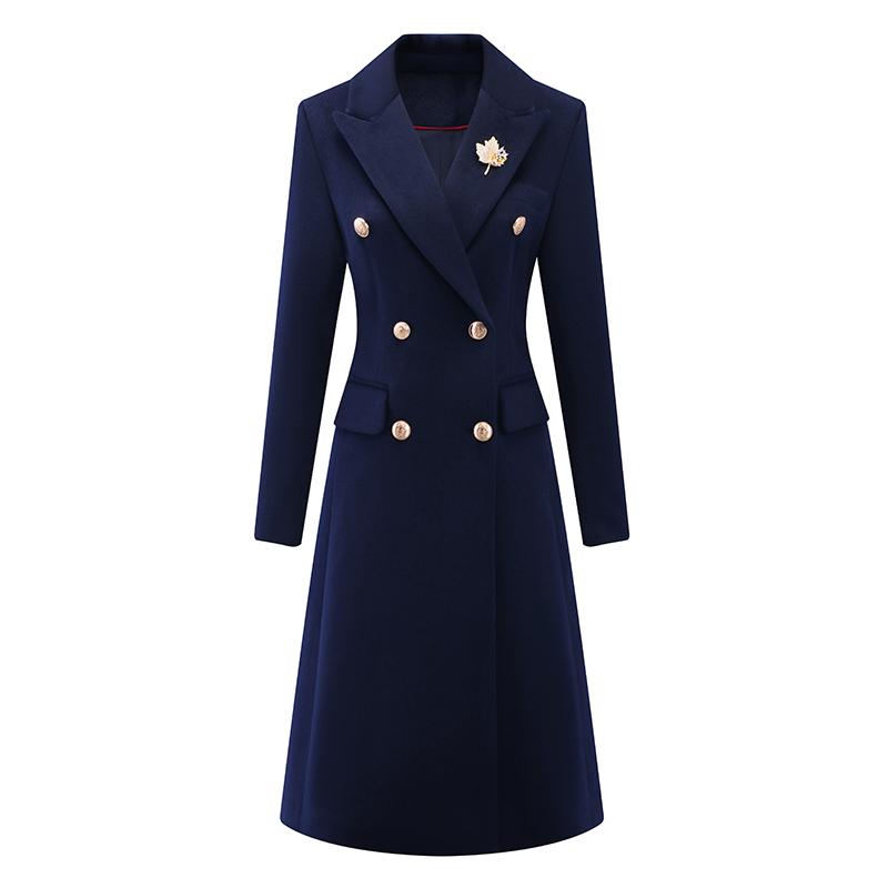 楽天市場】レディース ロングコート ウール混紡 ネイビーブルー 紺青