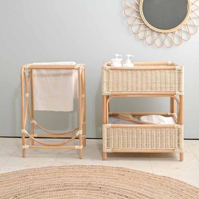 楽天市場】アジアン家具 ラタン 2段ランドリーラック チェスト