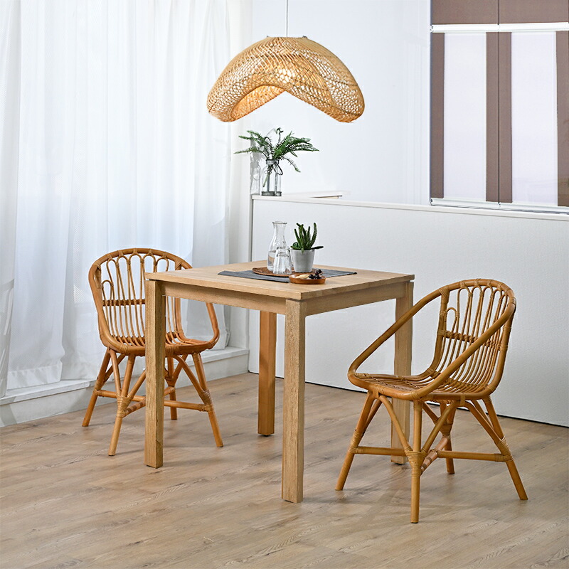 楽天市場】ダイニング3点セット テーブル幅80cm ラタンダイニング