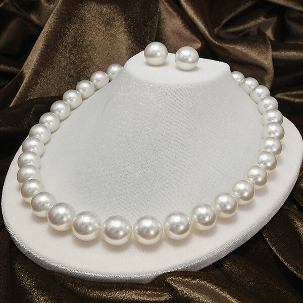 楽天市場】K14WG 15mm 白蝶真珠 ネックレス ピアス/イヤリング セット