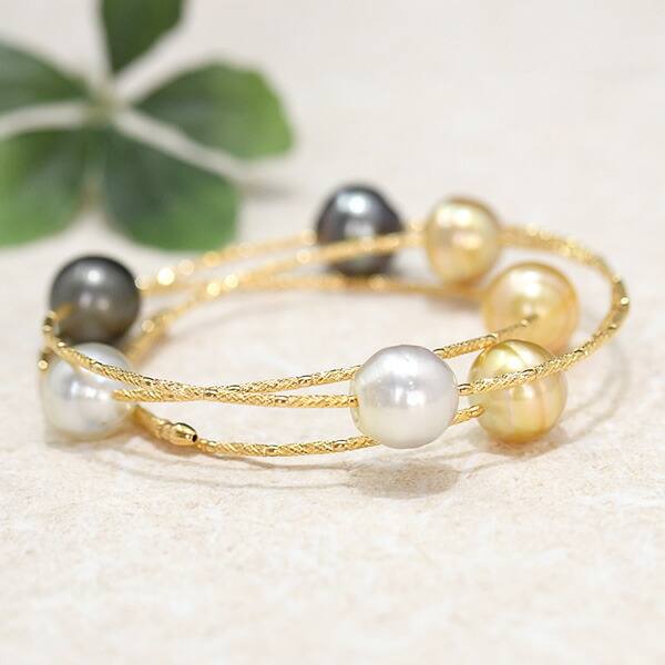 楽天市場】マルチカラー 白蝶真珠 黒蝶真珠 K18YG ブレスレット 繊細な