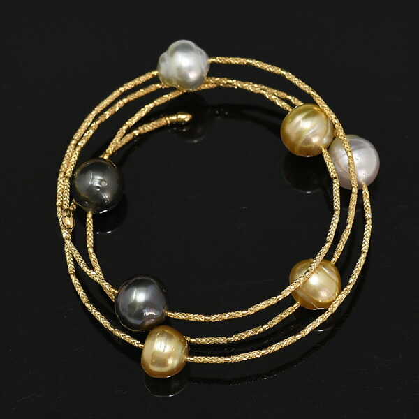 楽天市場】マルチカラー 白蝶真珠 黒蝶真珠 K18YG ブレスレット 繊細な
