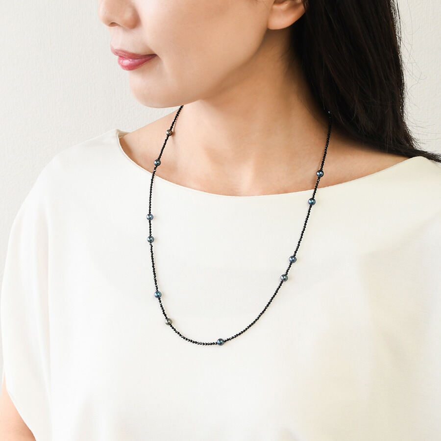 楽天市場】夜色 ベビーパール アコヤ真珠 ブラックスピネル 60cm