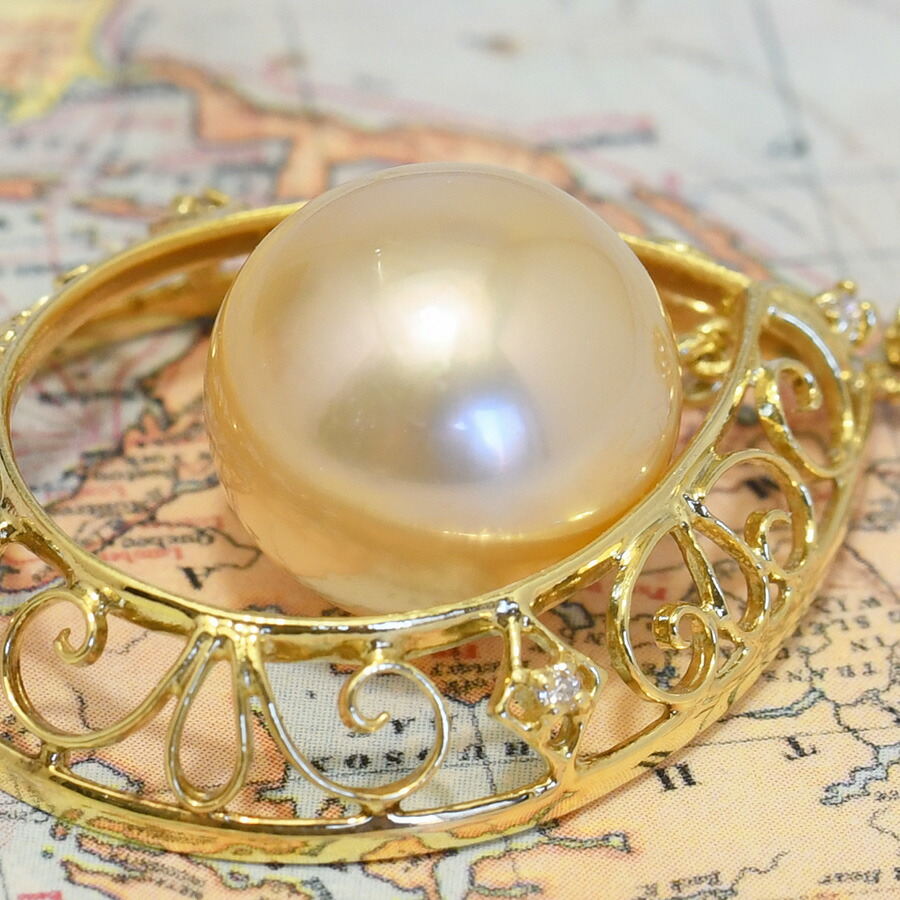 楽天市場】K18YG 白蝶真珠 ダイヤモンド ペンダント 繊細な透かし模様