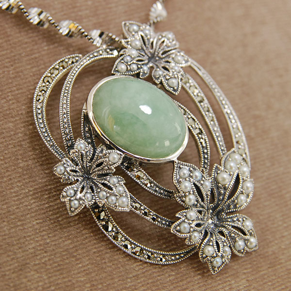 楽天市場】碌山 翡翠 シードパール ブローチペンダント 大粒ヒスイの