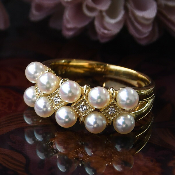 楽天市場】ベビーパール ダイヤモンド K18YG リング 12号 希少な上質