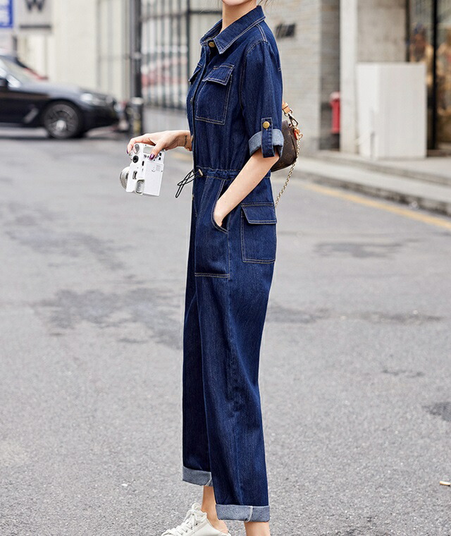 楽天市場】デニム オールインワン レディース 襟付き 大きいサイズ