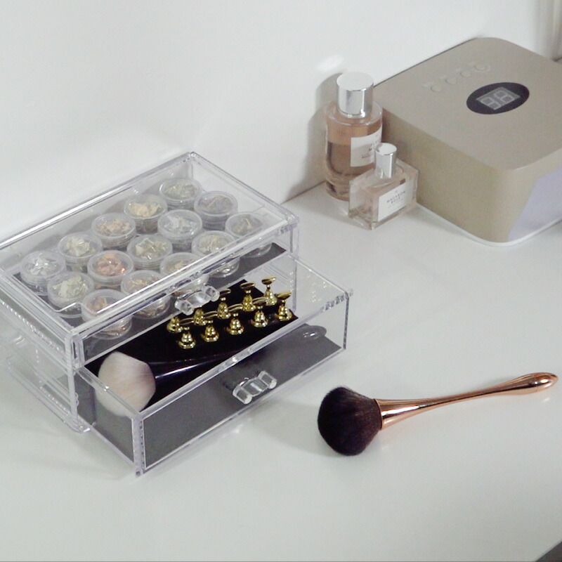 楽天市場】アクリルケース 引き出し コスメ収納 透明 3段 2段 1段 横長