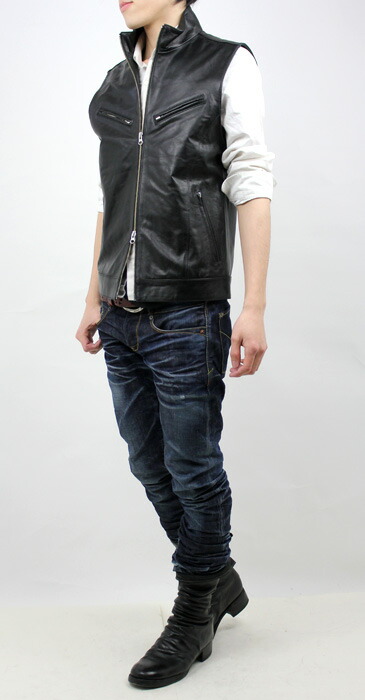 楽天市場】S〜XL ラム革 ZIP レザーベスト ラムスキン 羊革 本革 本皮