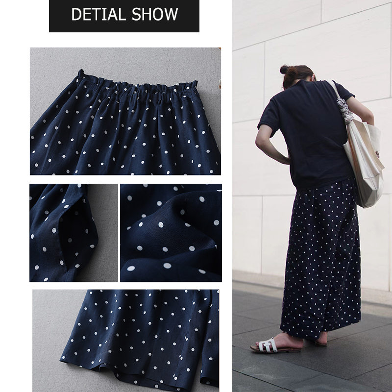 楽天市場】ワイドパンツ パンツ 綿麻風 レディース 夏 ドット柄