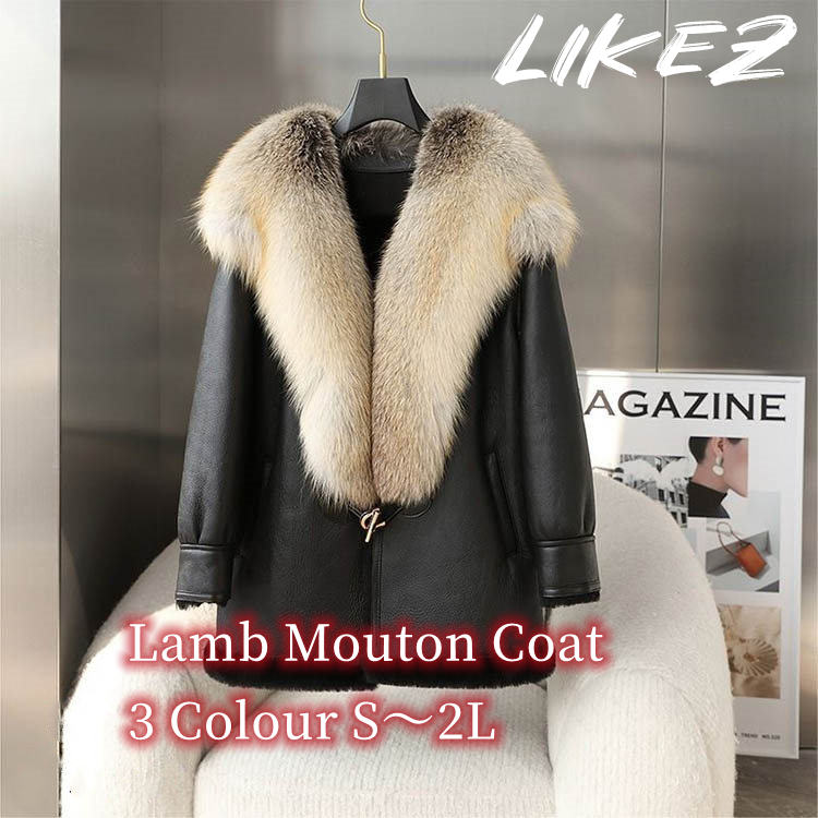 楽天市場】ジャケット コート ラムムートン フォックス レディース 冬