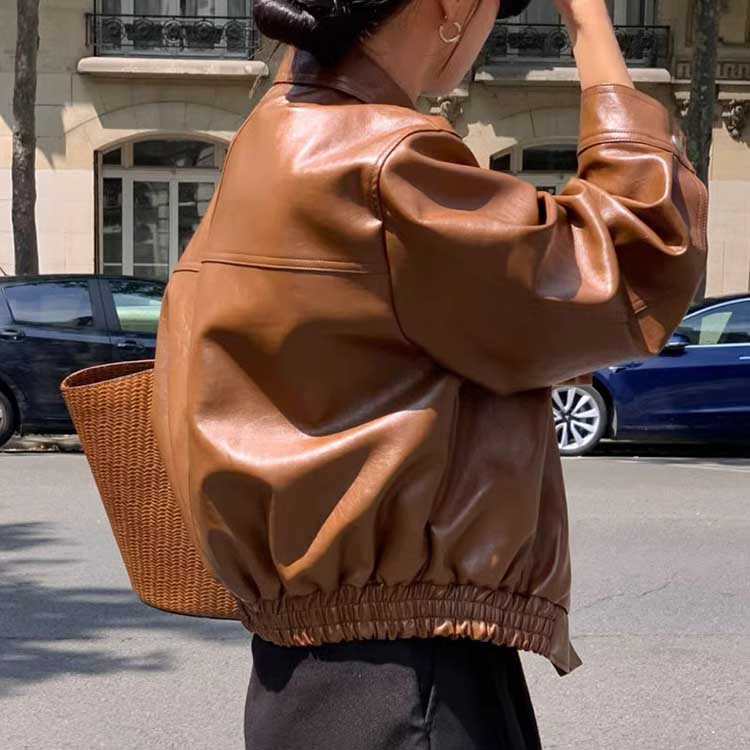 楽天市場】PUレザー ジャケット フェイクレザー 長袖 アウター