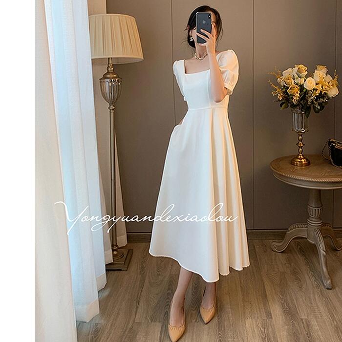 楽天市場】パフスリーブ ワンピース ワンピ ドレス 袖あり レディース