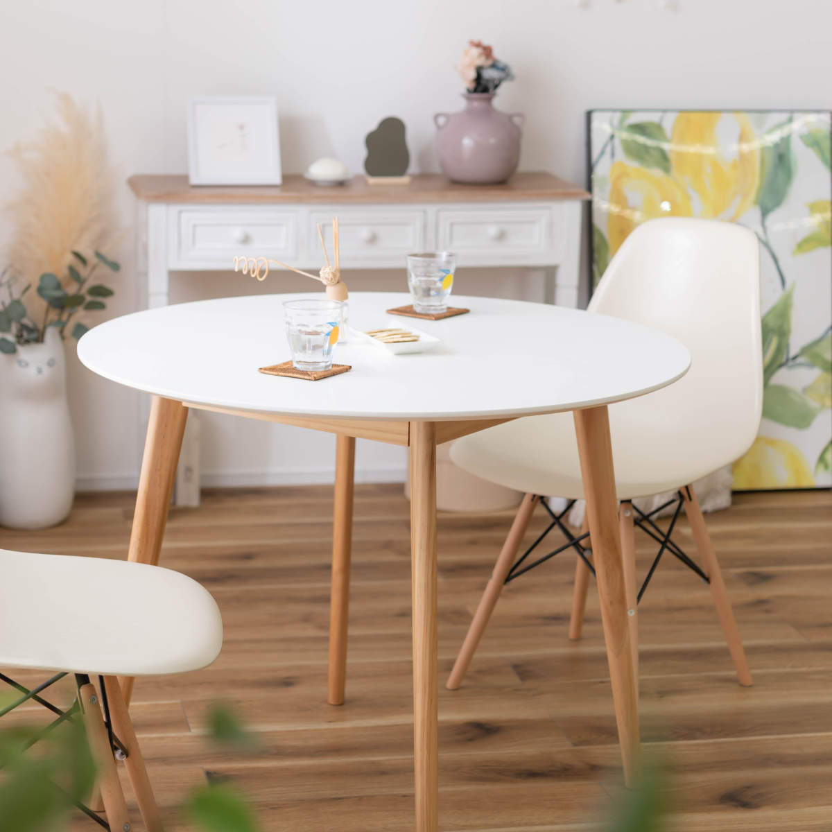 楽天市場】ダイニングテーブル 幅90cm 円型 木目調 （ カフェテーブル