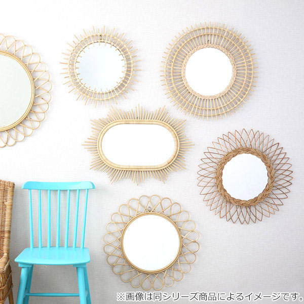 楽天市場】ミラー 幅34cm ラタン 籐 かがみ 鏡 ウォールミラー 壁掛け