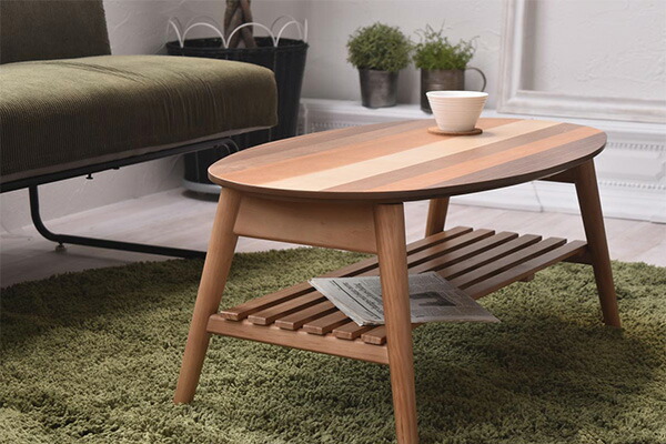 楽天市場】ローテーブル 座卓 突板寄木 YOGEAR 幅88cm オーバル