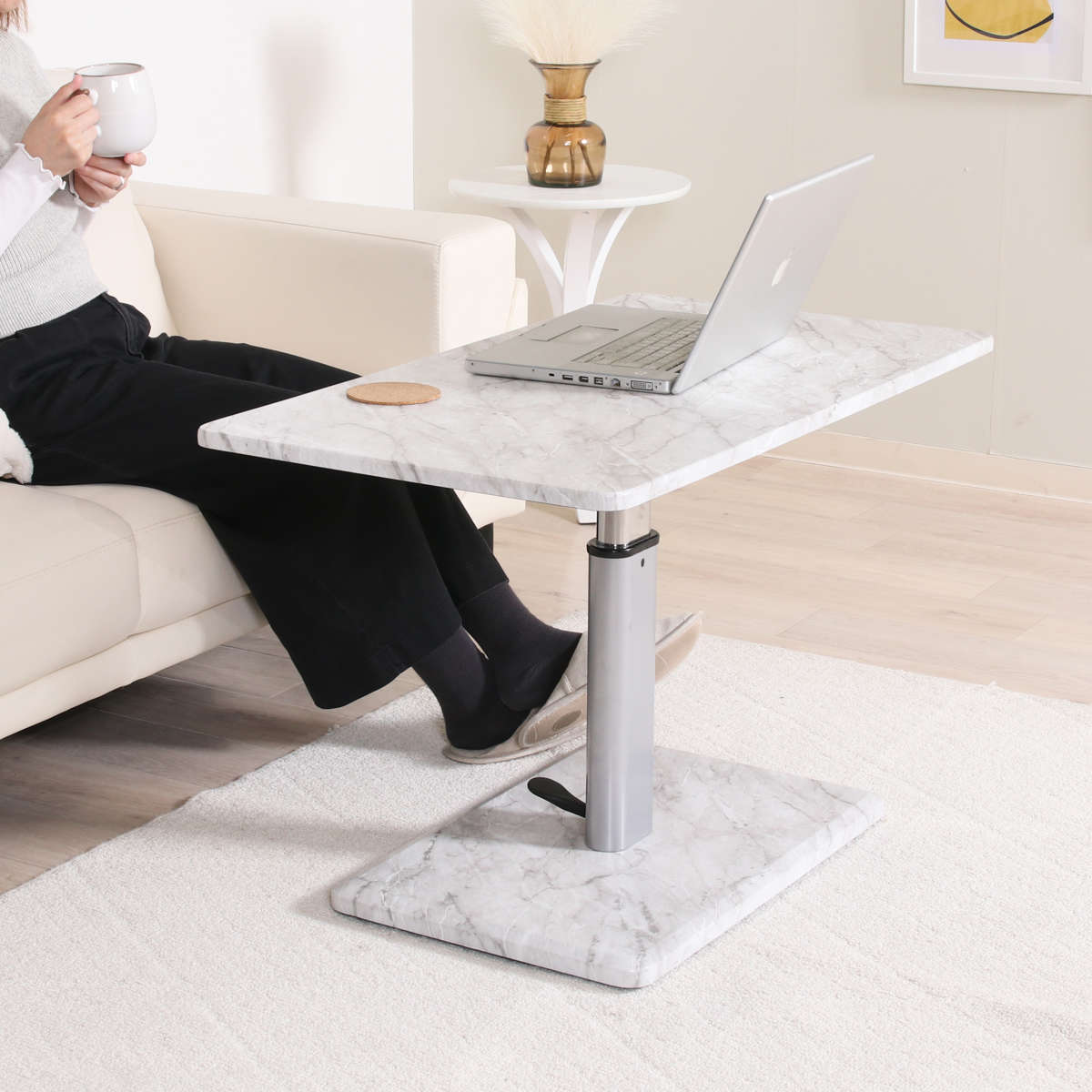 楽天市場】リビングテーブル 昇降式 幅90cm 大理石柄 （ 高さ調節