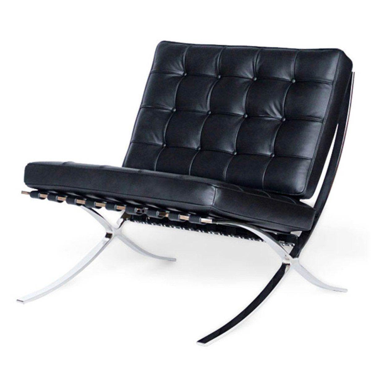 楽天市場】リビングチェア 座面高47cm 本革 バルセロナチェア （ 王様