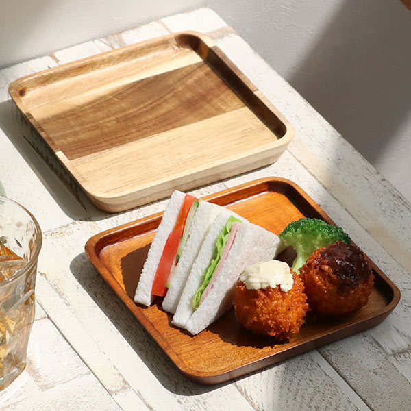 楽天市場】プレート 15cm S スクエア カフェ 皿 食器 木製食器 天然木