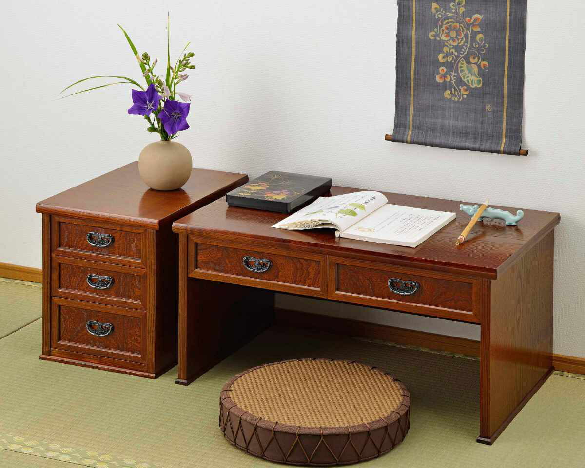 楽天市場】文机 引出し付 けやき調 秋草 幅75cm （ 机 つくえ 畳机