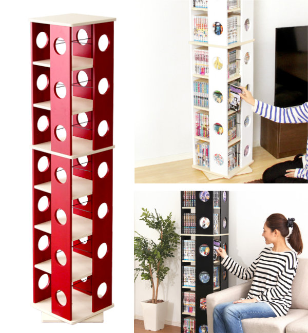 楽天市場】回転コミックラック 幅34cm 7段 ブックシェルフ 本棚 高さ