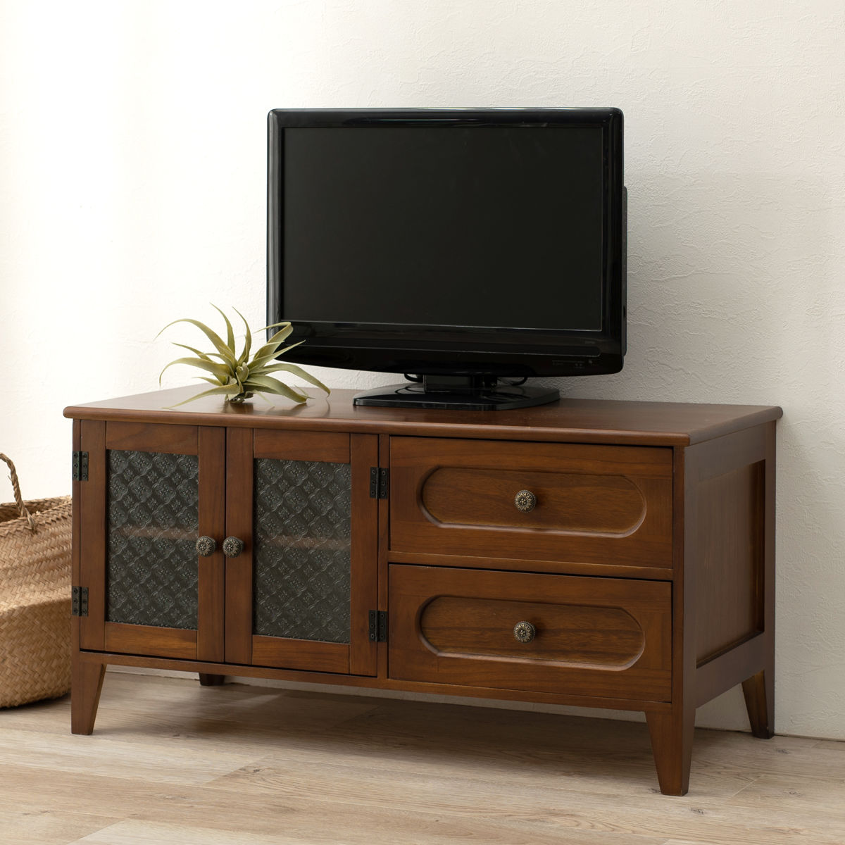 楽天市場】テレビ台 ローボード TV台 アンティーク調 ガラス扉 幅90cm