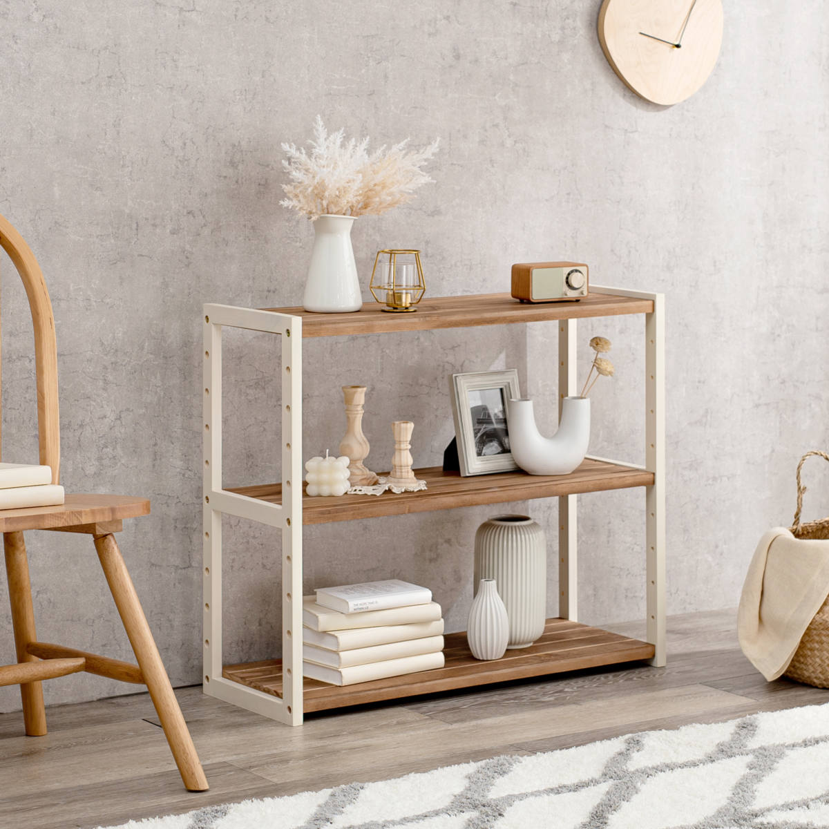 楽天市場】オープンラック 3段 木製 ディスプレイラック ウッド