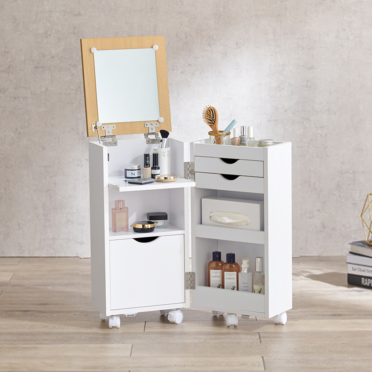 楽天市場】ドレッサー ワゴン 幅30.5〜62cm 折りたたみ （ 鏡台 コスメ