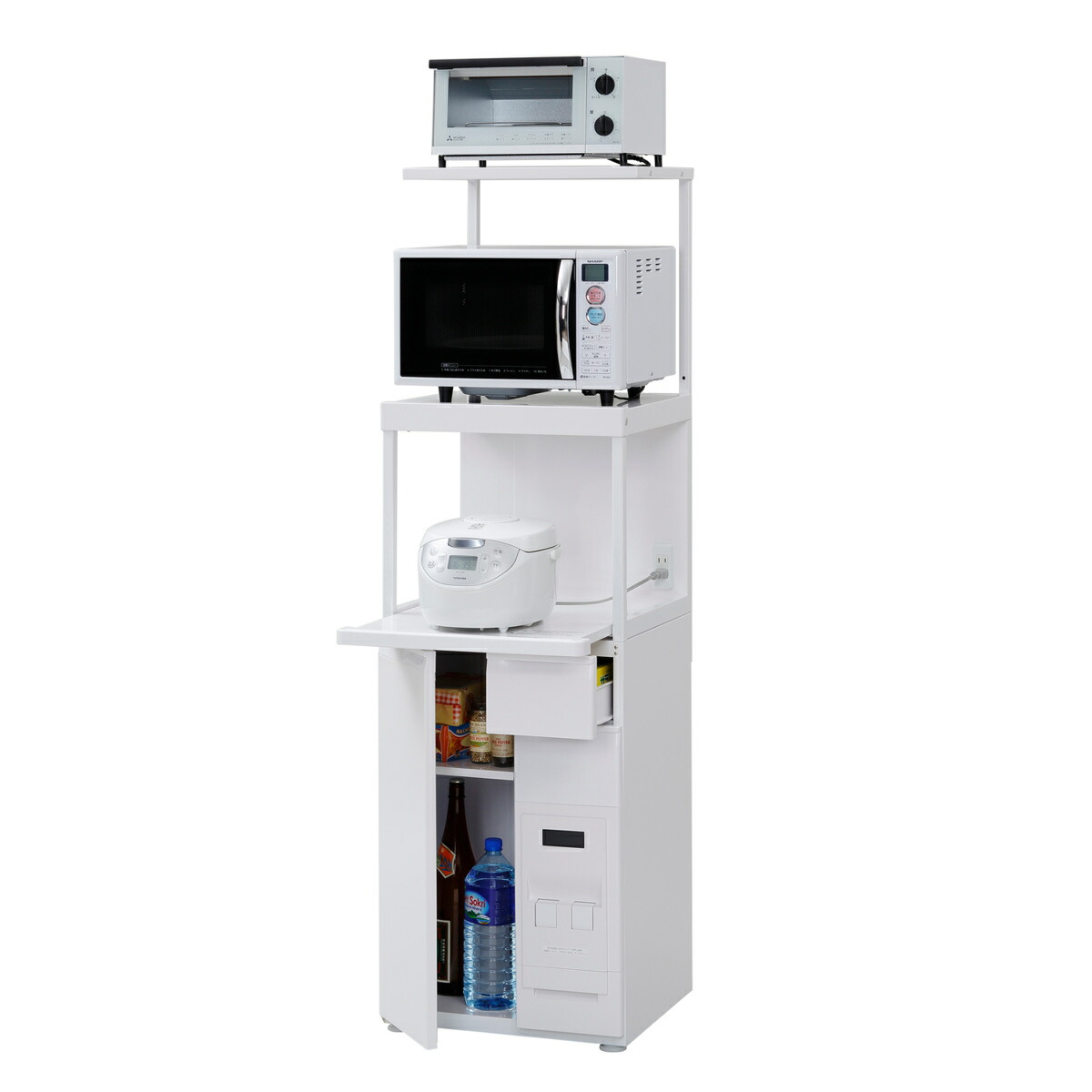 楽天市場】レンジラック ファインキッチン 幅48cm 米収納12kg 上棚付き