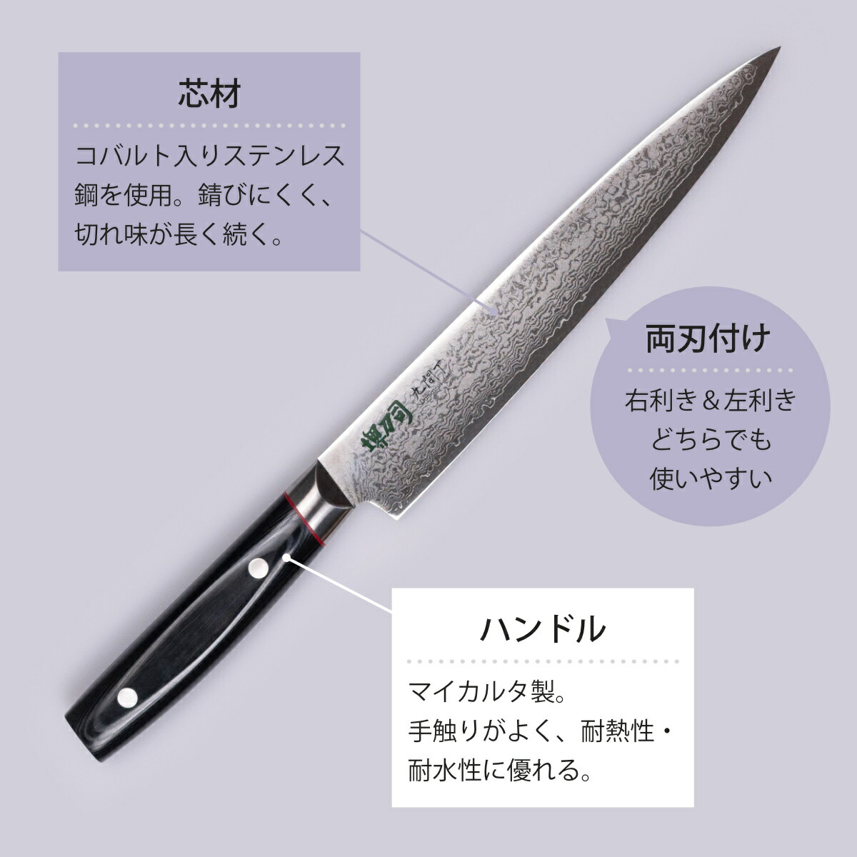 楽天市場】筋引包丁 21cm 九間丁 ダマスカス鋼割込 黒マイカルタ 堺刀