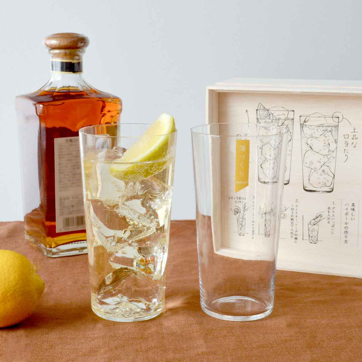 楽天市場】ハイボールグラスセット 2個入り 420ml 薄づくり 専用木箱