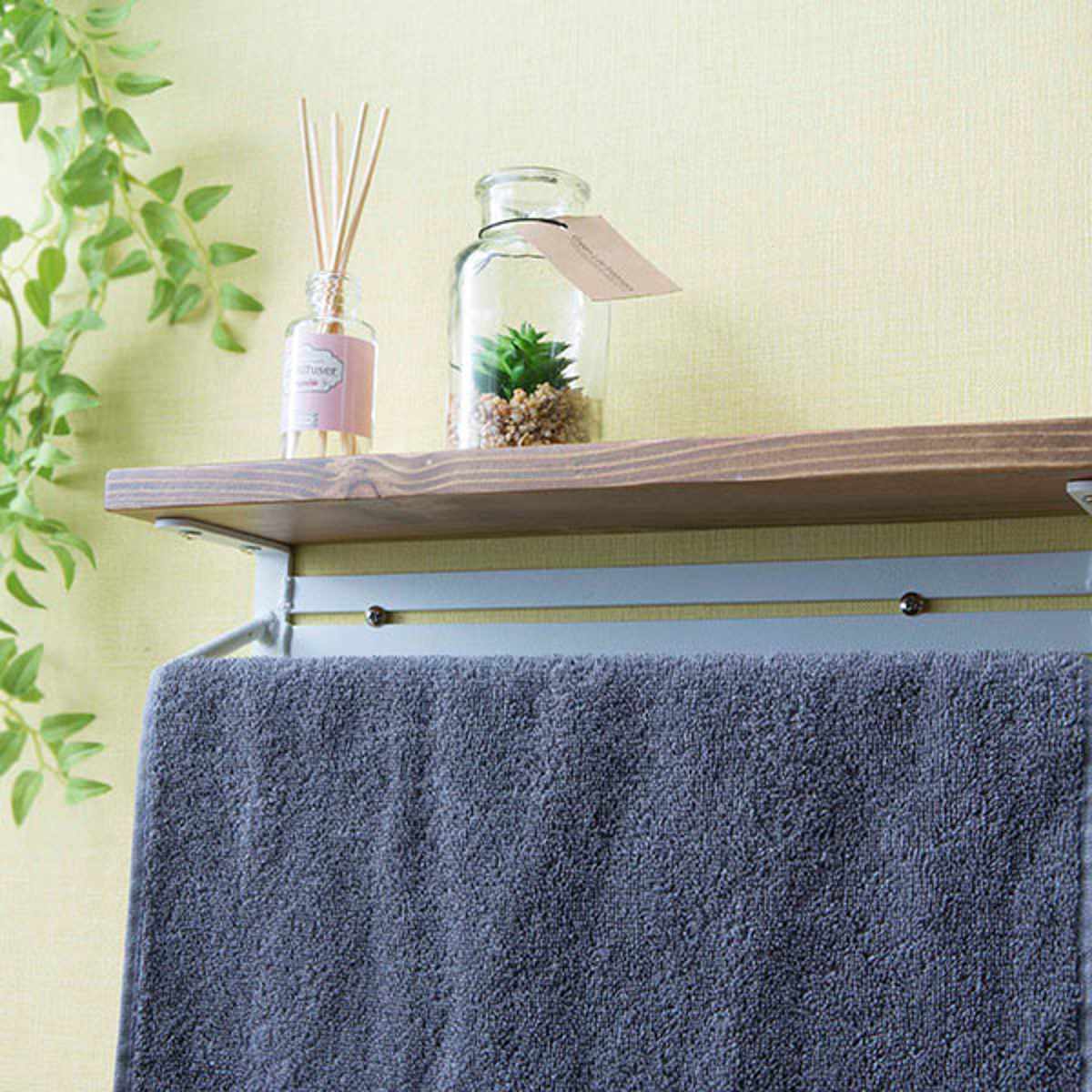 楽天市場】タオルハンガー 棚付 ヴィンテージ調 天然木 幅36cm ダーク