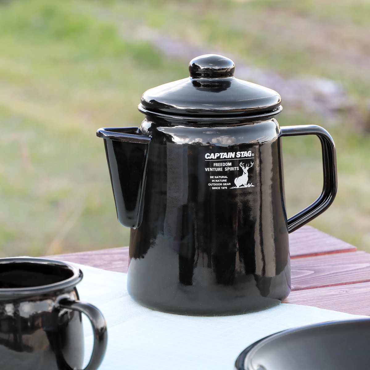 楽天市場】ケットル ホーロー 750ml キャプテンスタッグ ブラック