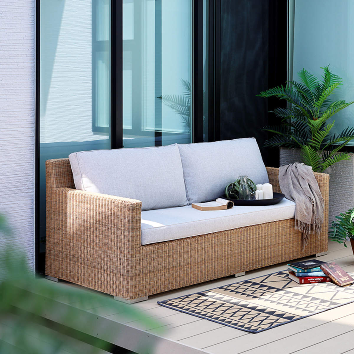 楽天市場】シンセティックラタン ソファ 3人掛け PEコード クッション