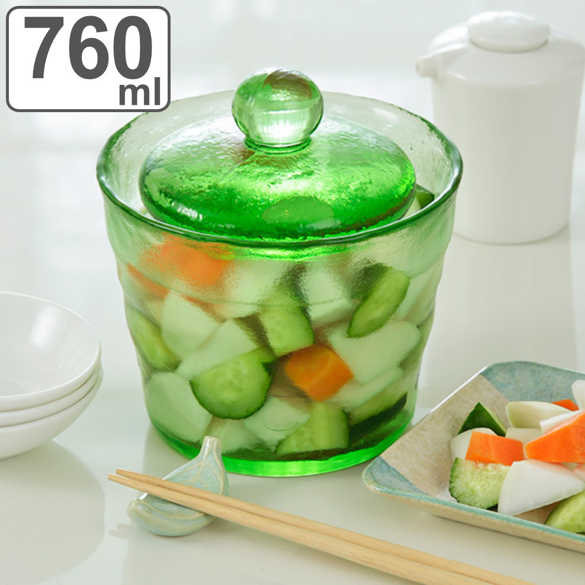 楽天市場】漬物容器 ガラス製 浅漬けポット 大 （ 漬物ポット 漬け物