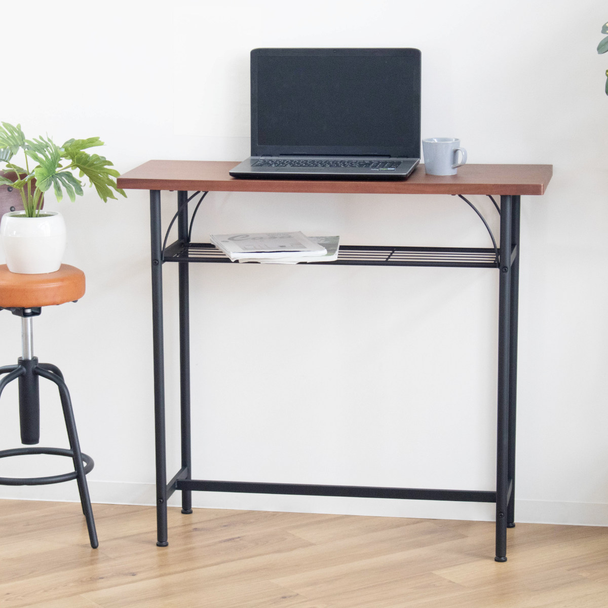 楽天市場】カウンターテーブル 幅100cm 奥行35cm ラック スチール脚