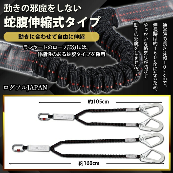 楽天市場】フルハーネスセット ダブルランヤード 新規格適合 軽量 伸縮