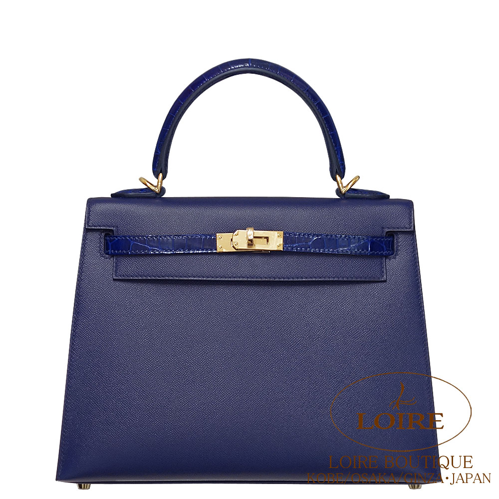 楽天市場】エルメス ケリー 25 外縫 タッチ ブルーサフィール ヴォー