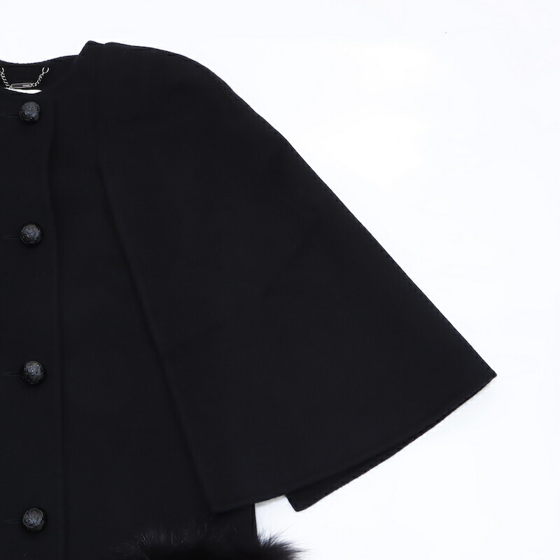 楽天市場】フェンディ FENDI ファー ケープ コート ブラック P16530